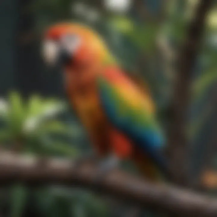 A colorful parrot perched on a branch
