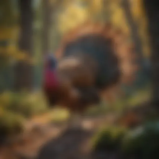 A majestic turkey displaying its colorful plumage in a natural setting