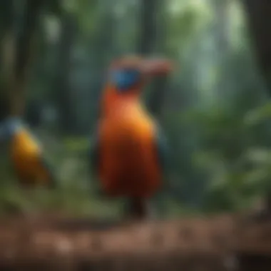 Colorful Exotic Birds in Jungle