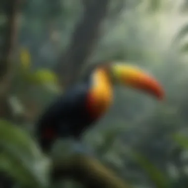 Vibrant Toucan in Rainforest Canopy