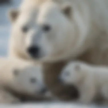 Majestic Polar Bear Mother with Cubs