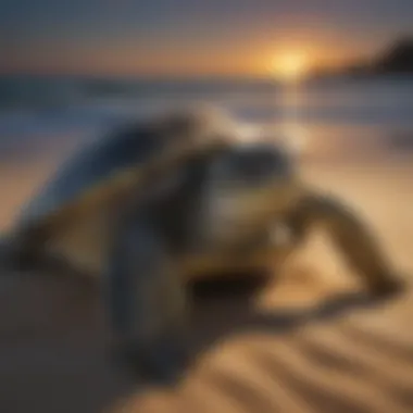 Green Sea Turtle Nesting on a Pristine Sandy Beach in the Moonlight