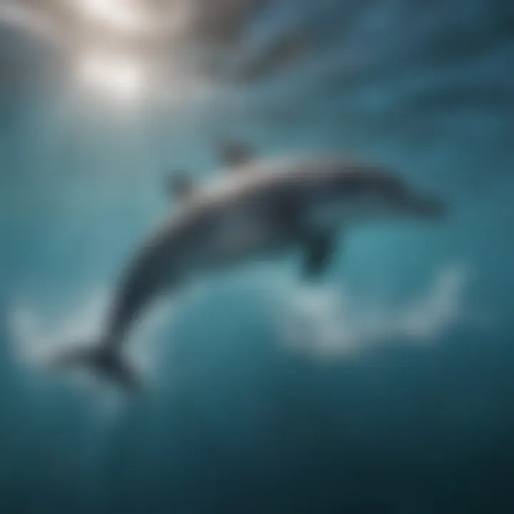 Playful dolphins swimming in crystal-clear waters