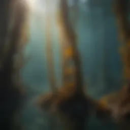 Majestic kelp forest swaying underwater