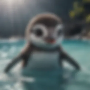 Adorable Baby Penguin Learning to Swim