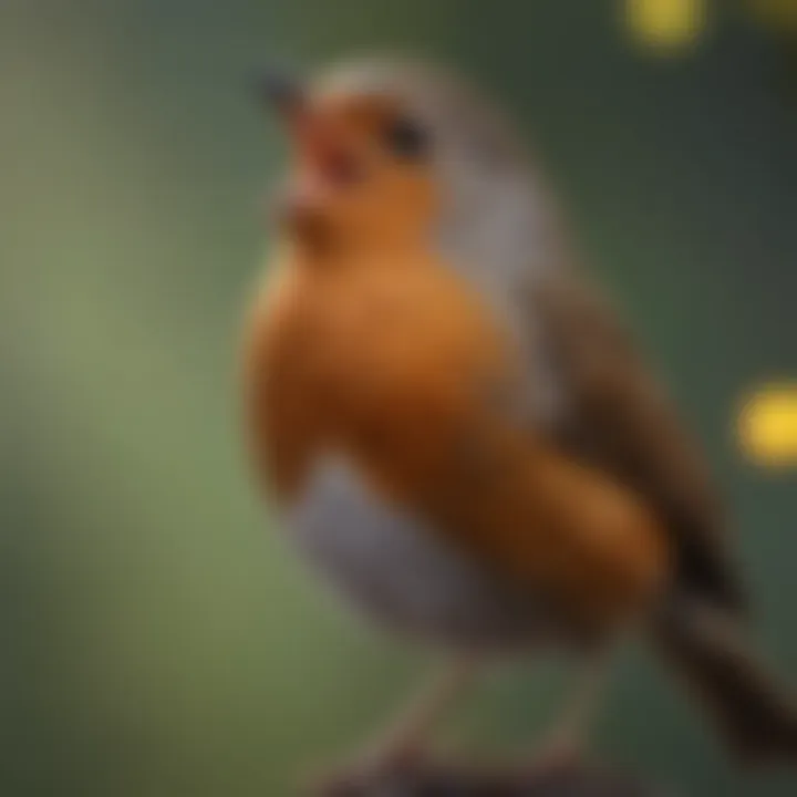 Close-up of a robin singing melodiously