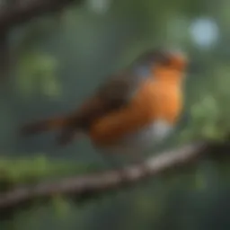 Majestic robin perched on a tree branch