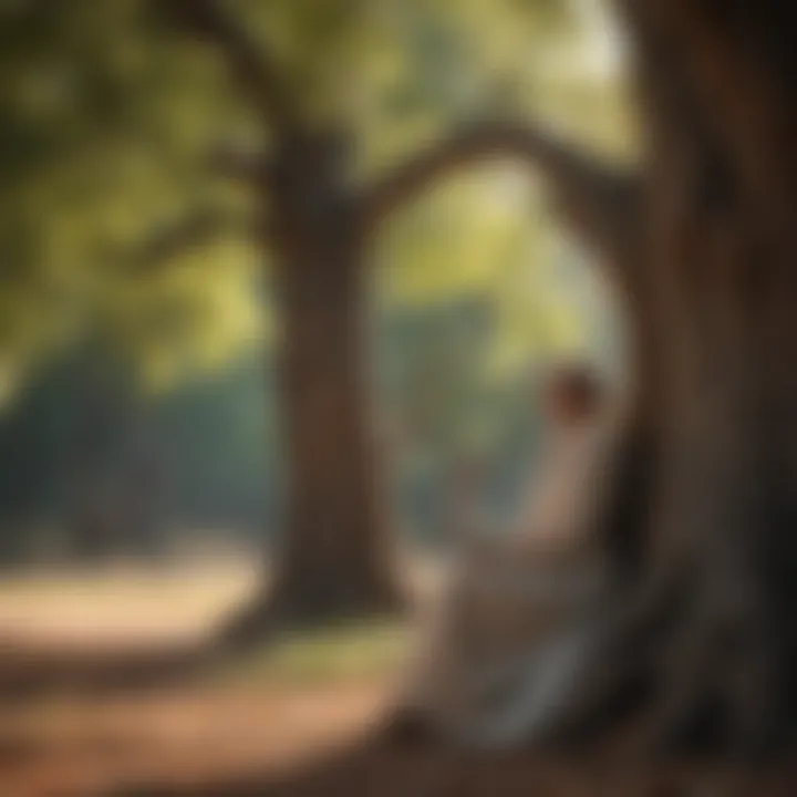 An elegant philosopher pondering under an ancient tree