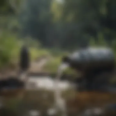 Traditional water purification methods demonstrated in a rural environment
