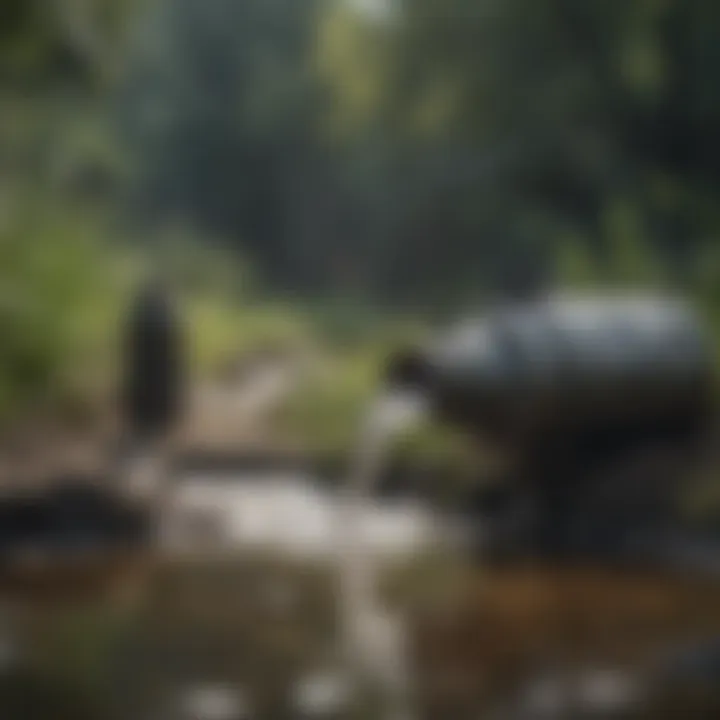 Traditional water purification methods demonstrated in a rural environment