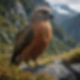 Majestic Kea bird in Fiordland National Park