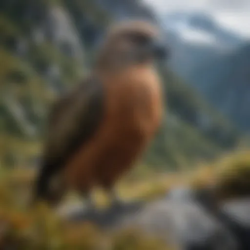 Majestic Kea bird in Fiordland National Park