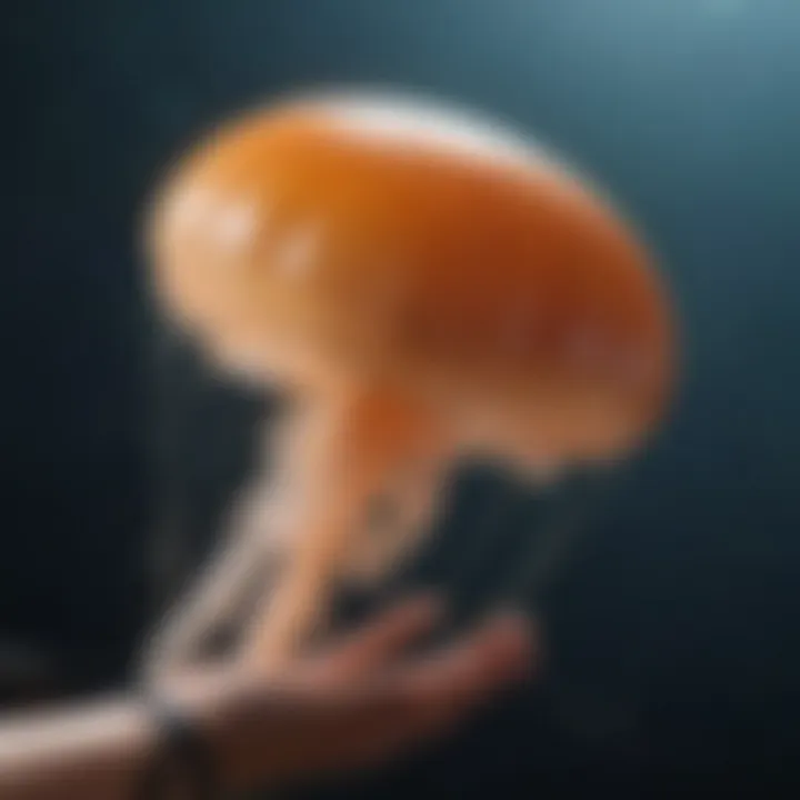 Illustration demonstrating first aid for jellyfish stings