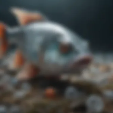 Fish trapped in plastic pollution