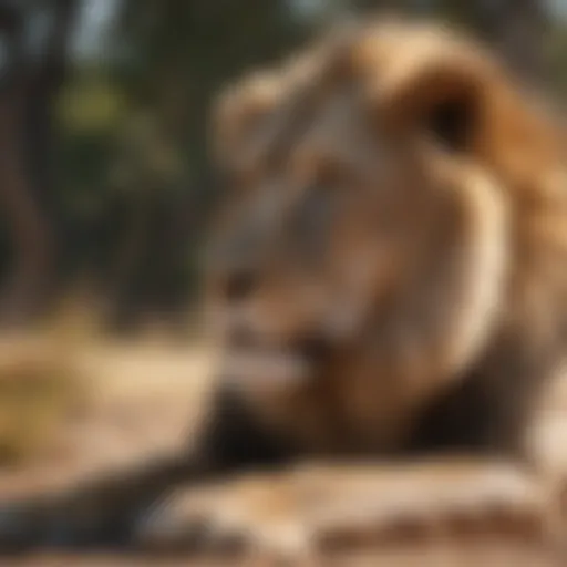 A majestic lion resting in the savannah
