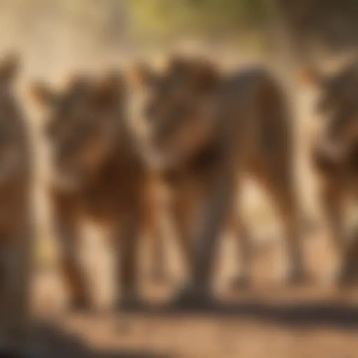 Social Dynamics of a Lion Pride A pride of lions socializing under the sun