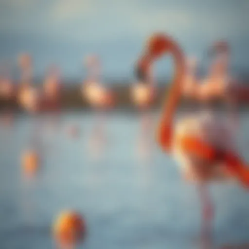 Flamingo standing in shallow water showcasing vibrant pink feathers