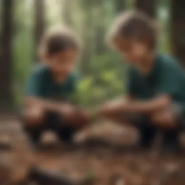 A group of children planting trees