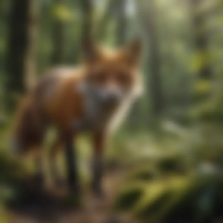 Fox Slinking Through Lush Forest Undergrowth