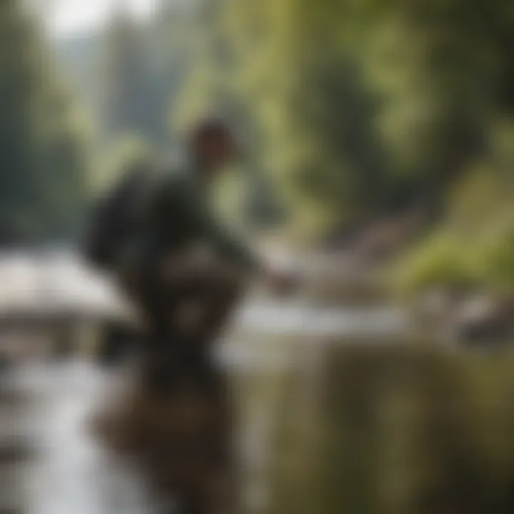 Conservationist Monitoring Water Quality in Remote River