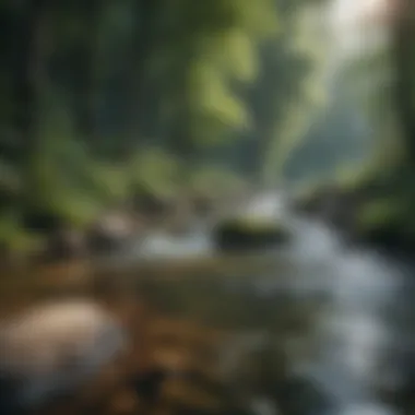 Crystal Clear River Flowing Through Lush Forest