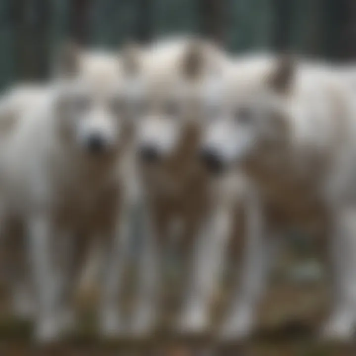 Arctic wolf pack playing together
