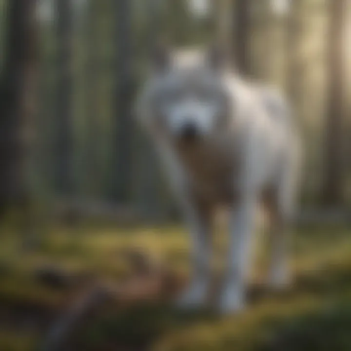 Arctic wolves hunting in the wild