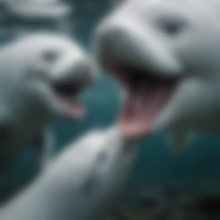 Beluga whales communicating with each other through unique vocalizations