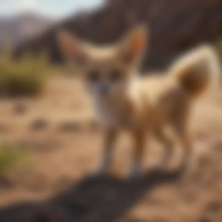 A playful fennec fox interacting with its environment.
