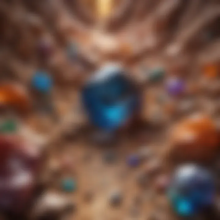 An illustration of the earth's layers with gemstones naturally forming deep within.