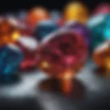 A collection of various colorful gemstones showcasing their unique shapes and colors.