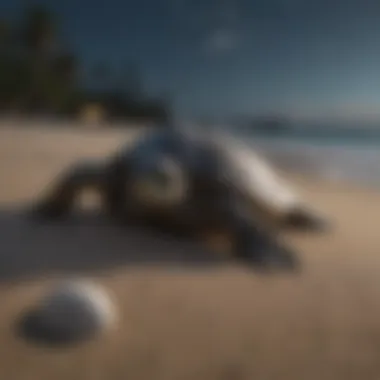 Gentle Sea Turtle Nesting Process Amidst Moonlit Beach Gentle Sea Turtle Nesting Process Amidst Moonlit Beach