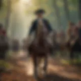 George Washington leading troops in the American Revolution