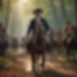 George Washington leading troops in the American Revolution