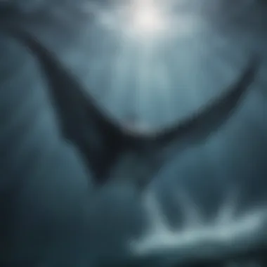 Giant Manta Ray Gliding through Waters of Georgia Ocean