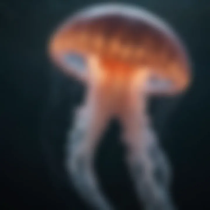 Giant Nomura's Jellyfish Drifting in Deep Sea