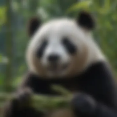 Giant Panda Feasting on Fresh Bamboo
