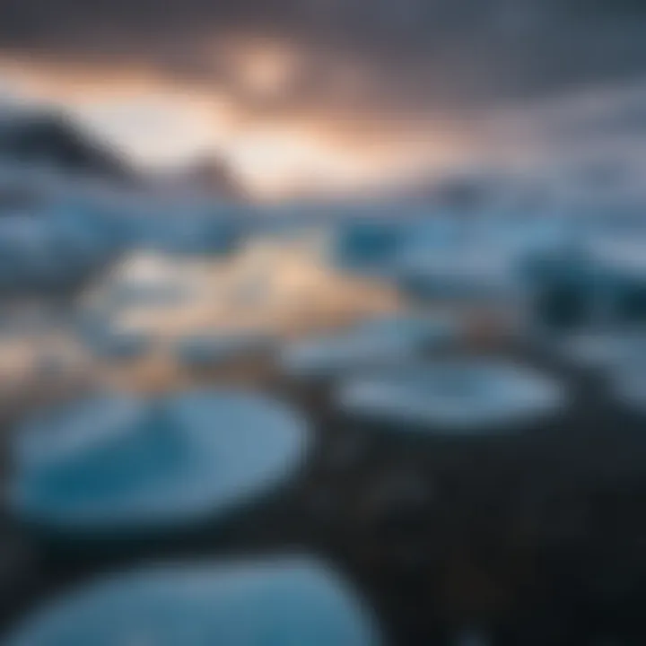 Glacier Lagoon with Crystal-clear Blue Icebergs