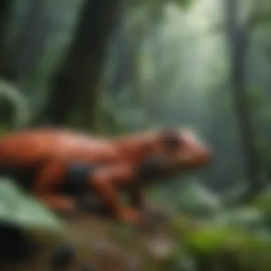 Biodiversity within a rainforest, showcasing various species of plants and animals.