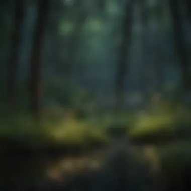 Glowing fireflies lighting up a magical night scene