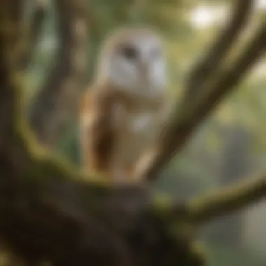 Graceful Barn Owl Perched on Ancient Tree in Ireland