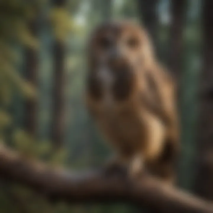Graceful Brown Owl Perched on Branch