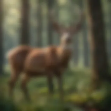 Graceful Deer Amidst Temperate Forest Setting