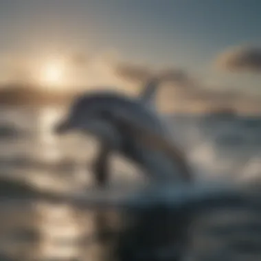 Graceful dolphin gracefully swimming in the ocean waves