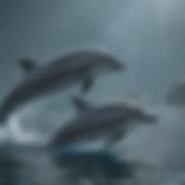 Oceanic Elegance Graceful dolphins swimming in the ocean