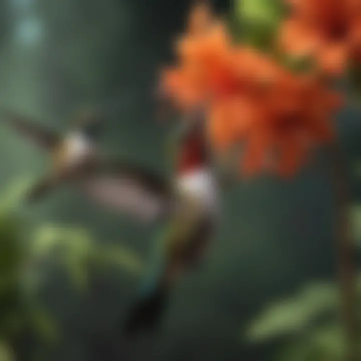 Graceful Hummingbird Pollinating Flowers