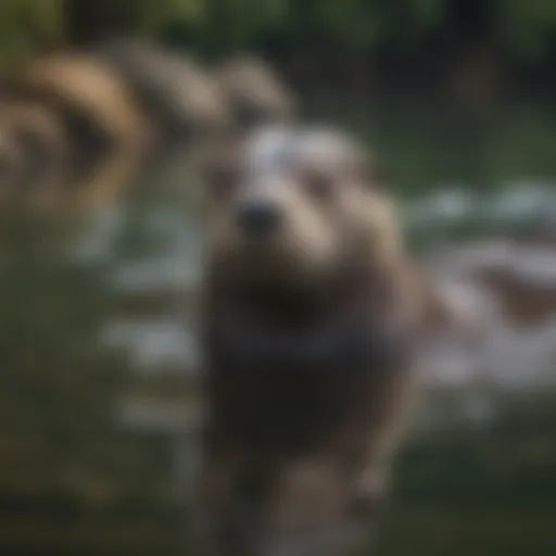 A serene freshwater otter gliding through crystal-clear waters