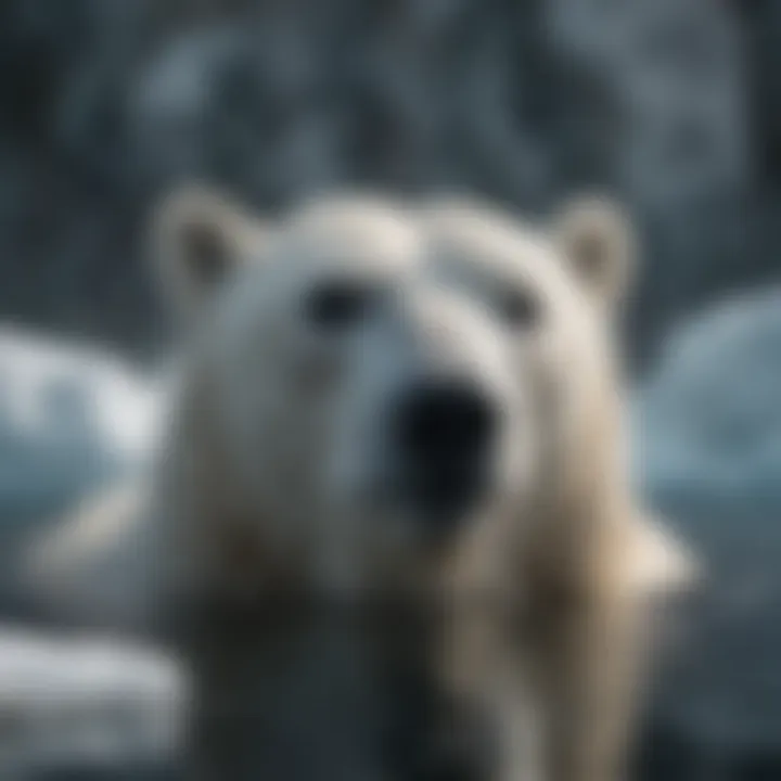 Polar bear swimming gracefully in icy waters