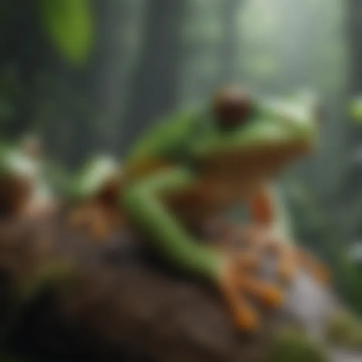 Graceful Tree Frogs in Rainforest