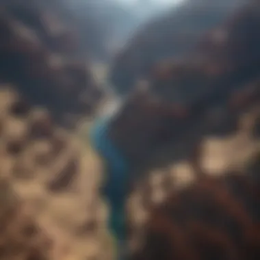 Aerial view showcasing the vastness of the Grand Canyon's rugged terrain